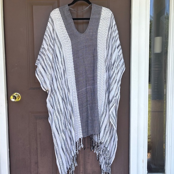 Steve Madden Monochrome Striped Poncho - Picture 2 of 3